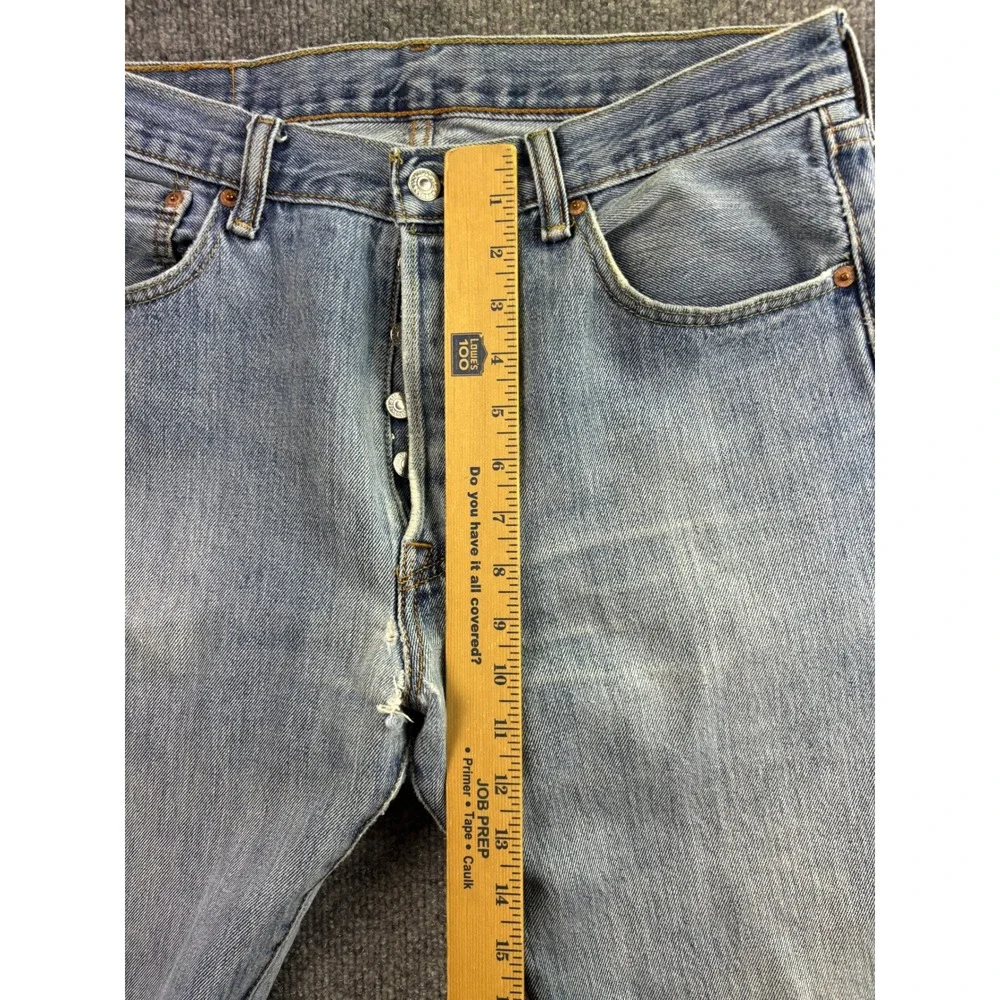 Levi's 501 Button Fly Jeans Mens 33x34 Light Wash Blue Straight Leg 24-3453